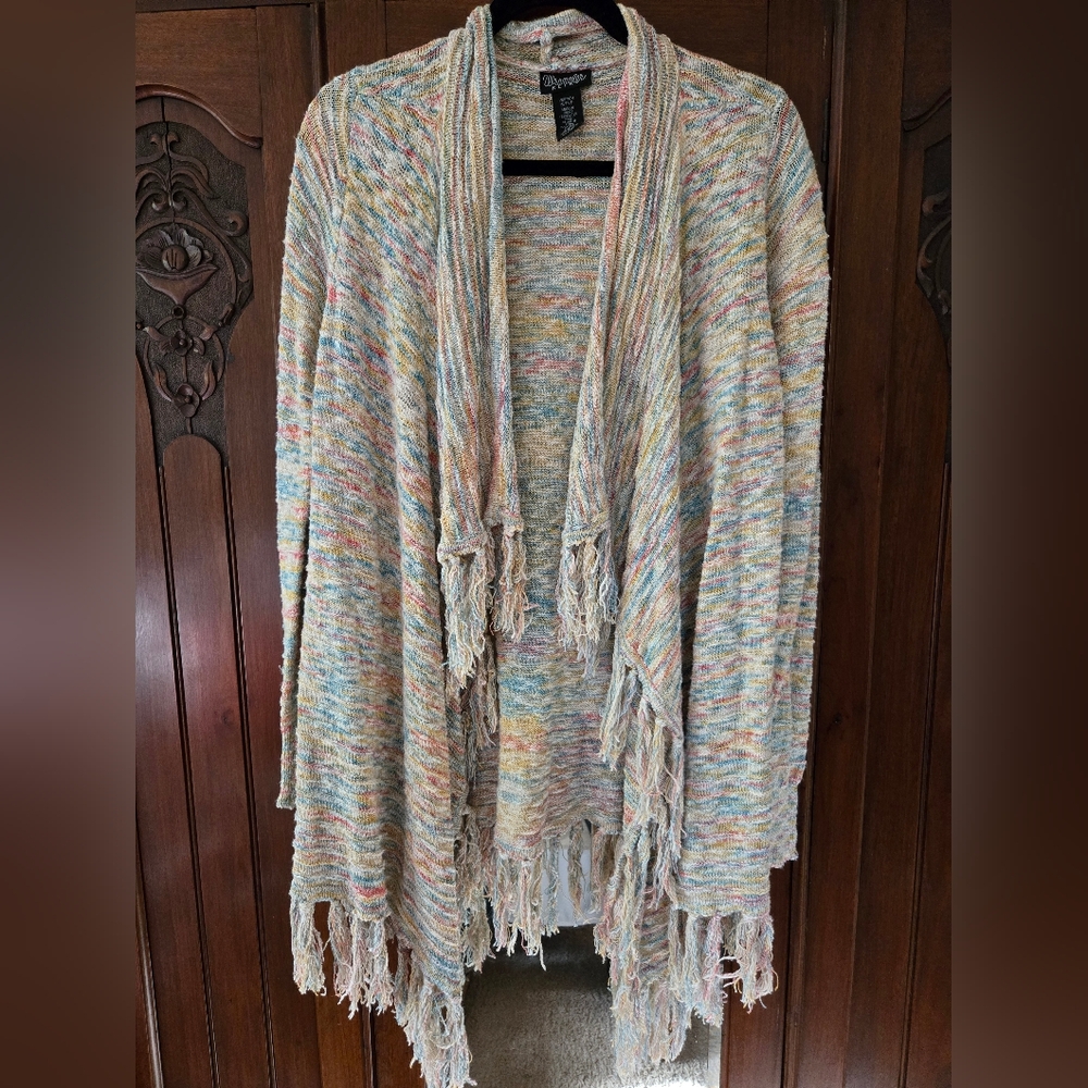 Wrangler Retro Multicolor Fringe Sweater Poncho